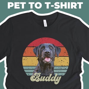 Custom Dog Shirt, Custom Pet Shirt, Personalize Pet Photo in Retro Style, Father's Day Gift, Cat Dad Shirt, Dog Mom Shirt, Pet Lover Gifts,