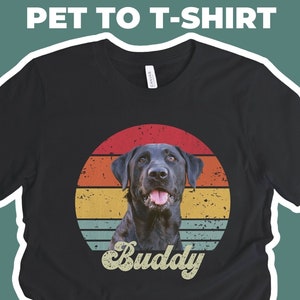 Custom Dog Shirt, Custom Pet Shirt, Personalize Pet Photo in Retro Style, Father's Day Gift, Cat Dad Shirt, Dog Mom Shirt, Pet Lover Gifts,