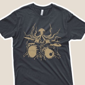 Octopus Drummer Shirt, Rock n Roll Tee for Drummers, Musician Shirt