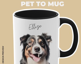 Mug personnalisé avec photo d'animal de compagnie, Mug personnalisé pour animal de compagnie, Sirotez un café avec votre ami à quatre pattes, Disponible en 11 oz ou 15 oz, Mug personnalisable, Mug photo,
