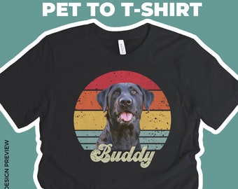 Chemise pour chien personnalisée, chemise pour animal de compagnie personnalisée avec portrait vintage - Personnalisez votre chemise photo pour animal de compagnie dans un style rétro