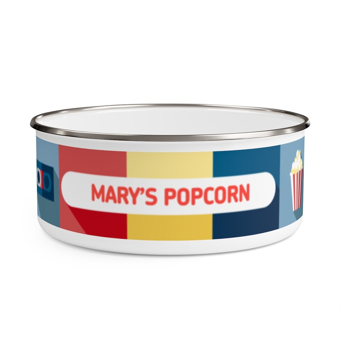 Personalized Enamel Popcorn Bowl Personalized Enamel Sweets Etsy