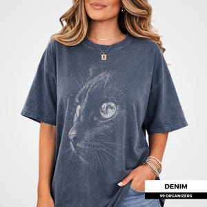 Black Cat Shirt, Moon Eye Cat Graphic Tee, Celestial Gothic Cat Lover Gift image 6
