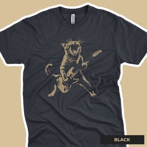 Rock Cat Playing Guitar Shirt and Sweatshirt: A Funny Guitar Cat T-Shirt and Sweatshirt Perfect for Cat Lovers and Rock Lovers Alike