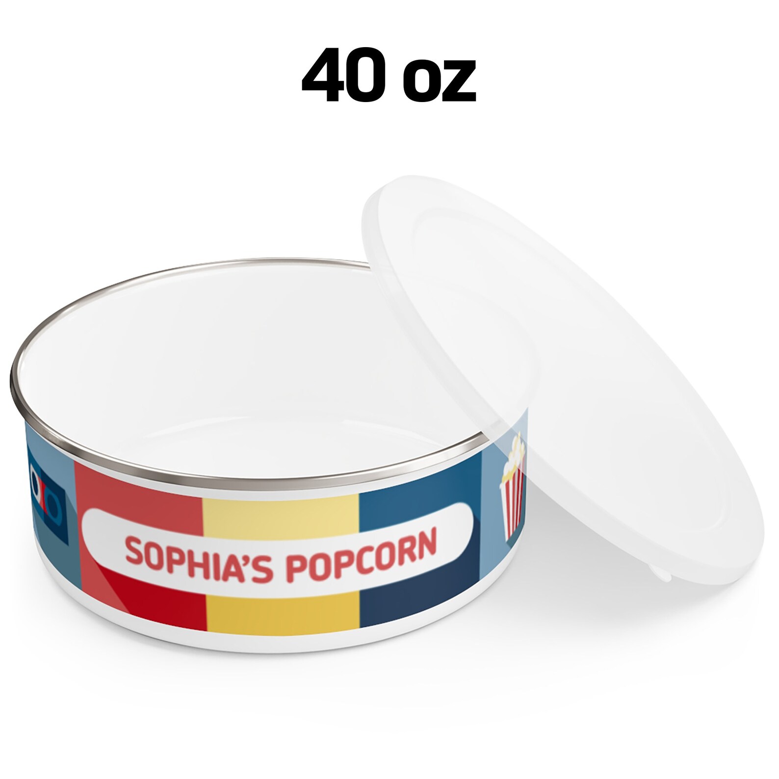 Personalized Enamel Popcorn Bowl Personalized Enamel Sweets Etsy