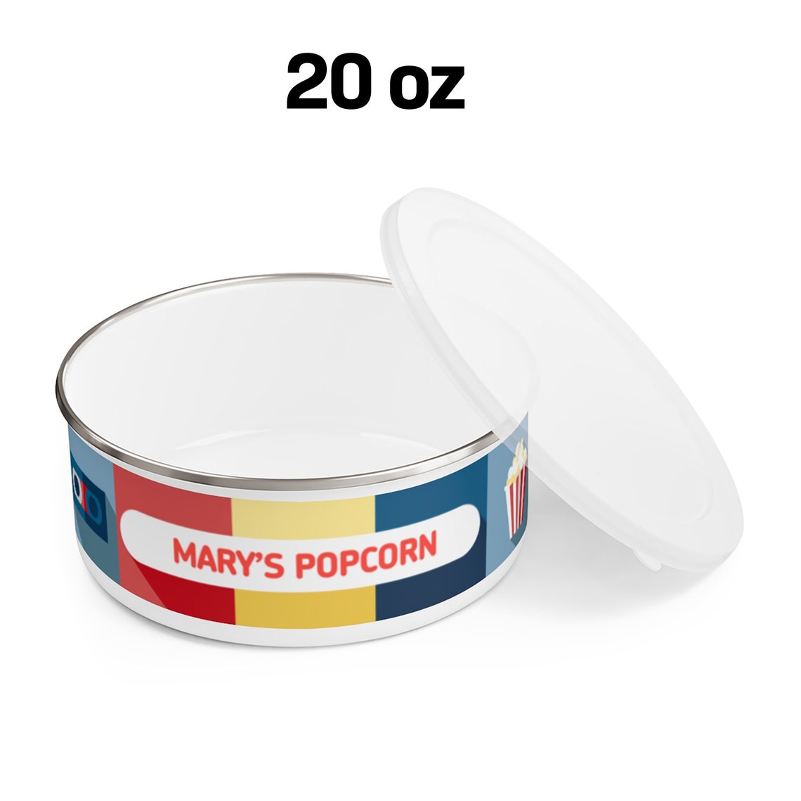 Personalized Enamel Popcorn Bowl Personalized Enamel Sweets Etsy