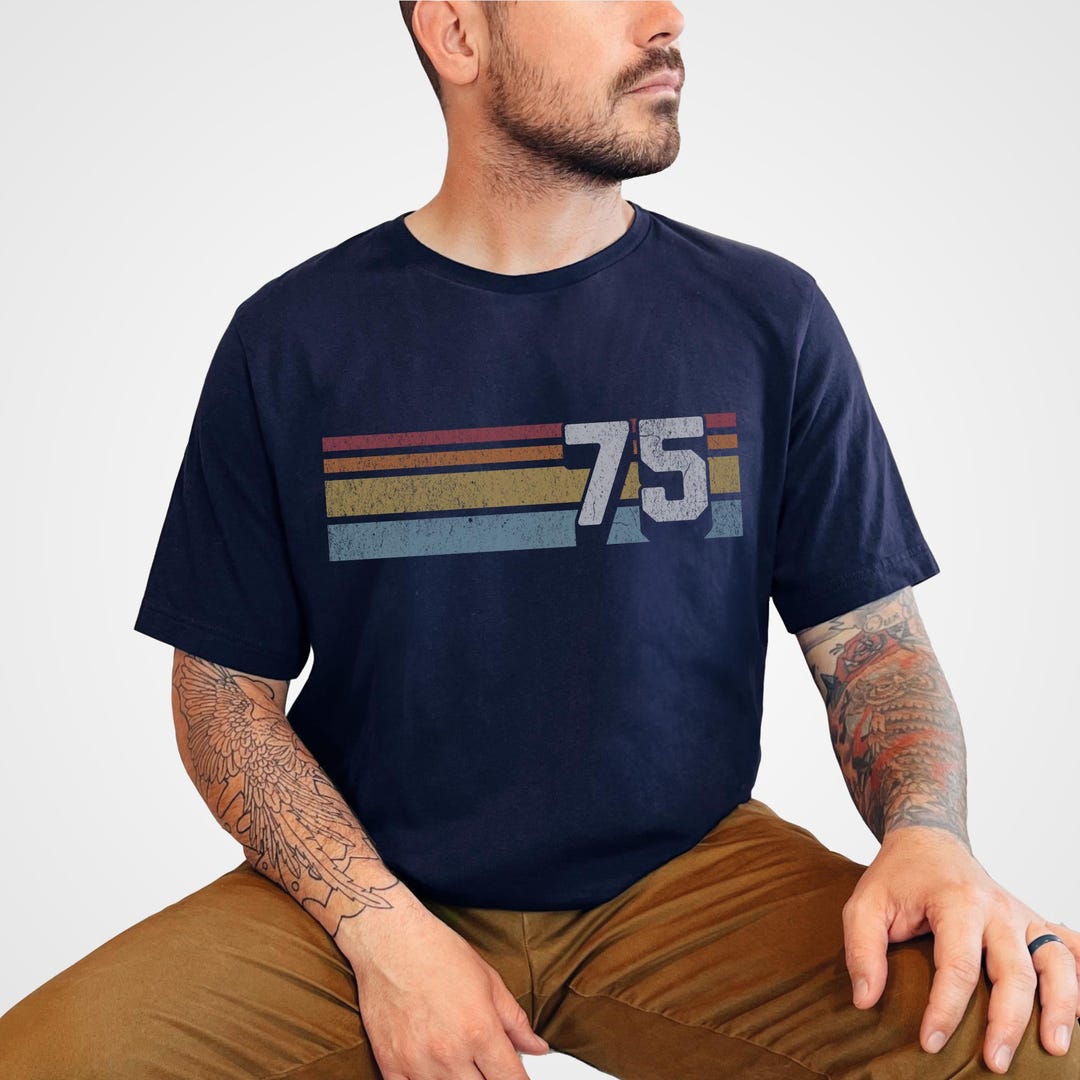 Personalized Retro 70s Striped Number Shirt - Custom Birth Year - Etsy