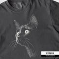 Black Cat Shirt, Minimalist Cat Graphic Tee, Gothic Cat Lover Gift, Vintage Halftone Cat Portrait product logo