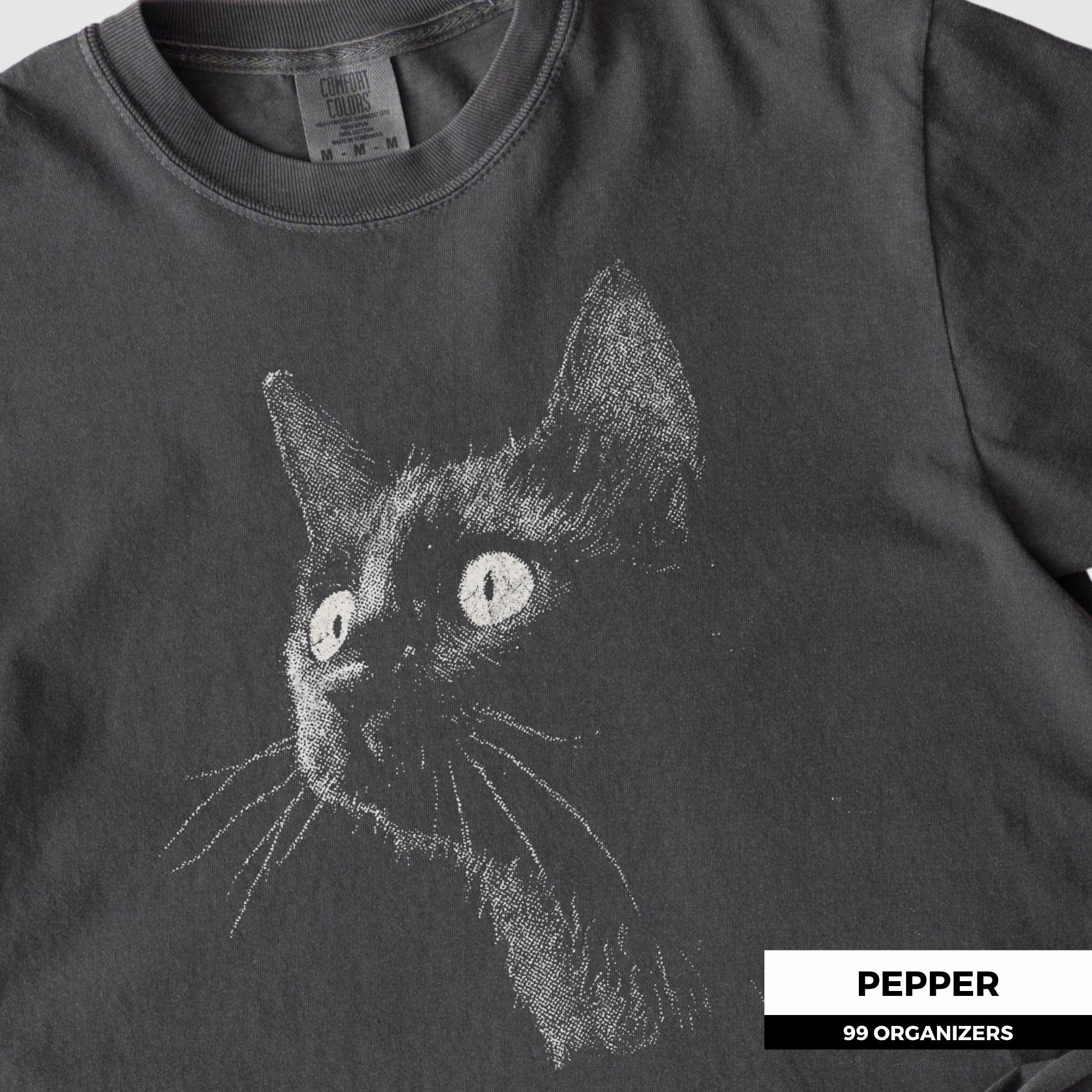Black Cat Shirt, Minimalist Cat Graphic Tee, Gothic Cat Lover Gift 