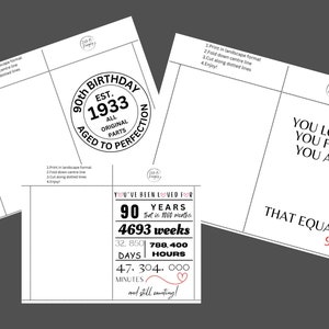 90 Year Old Card-Digital 90 Years Old Card-Printable Card-Digital Download 90 Years Old-3 Separate Cards-Tri-pack
