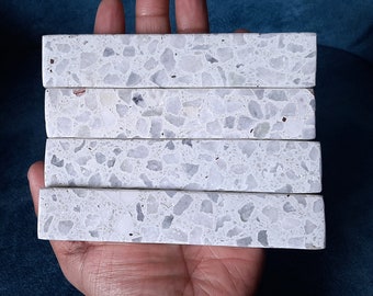 Set of Elegant White Terrazzo concrete Stone Or Marble Drawers, cabinets, Dressers, Pulls and Handles EXPLORE NOW!!