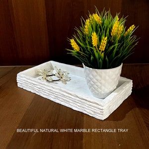 Rectangle Natural White Marble Storage Tray ,Catchall Tray, Tray for Bathroom/Kitchen/Vanity/Perfume, Holder for Candles