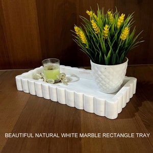 White Rectangle Natural Marble Storage Tray ,Catchall Tray, Tray for Bathroom/Kitchen/Vanity/Perfume, Holder for Candles, Mother&#39;s day gift