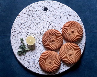 12X12" Beautiful White Round Marble Terrazzo Cheese Platter, Serving Platter, Chopping Board, Cheese boards, Cutting boards!