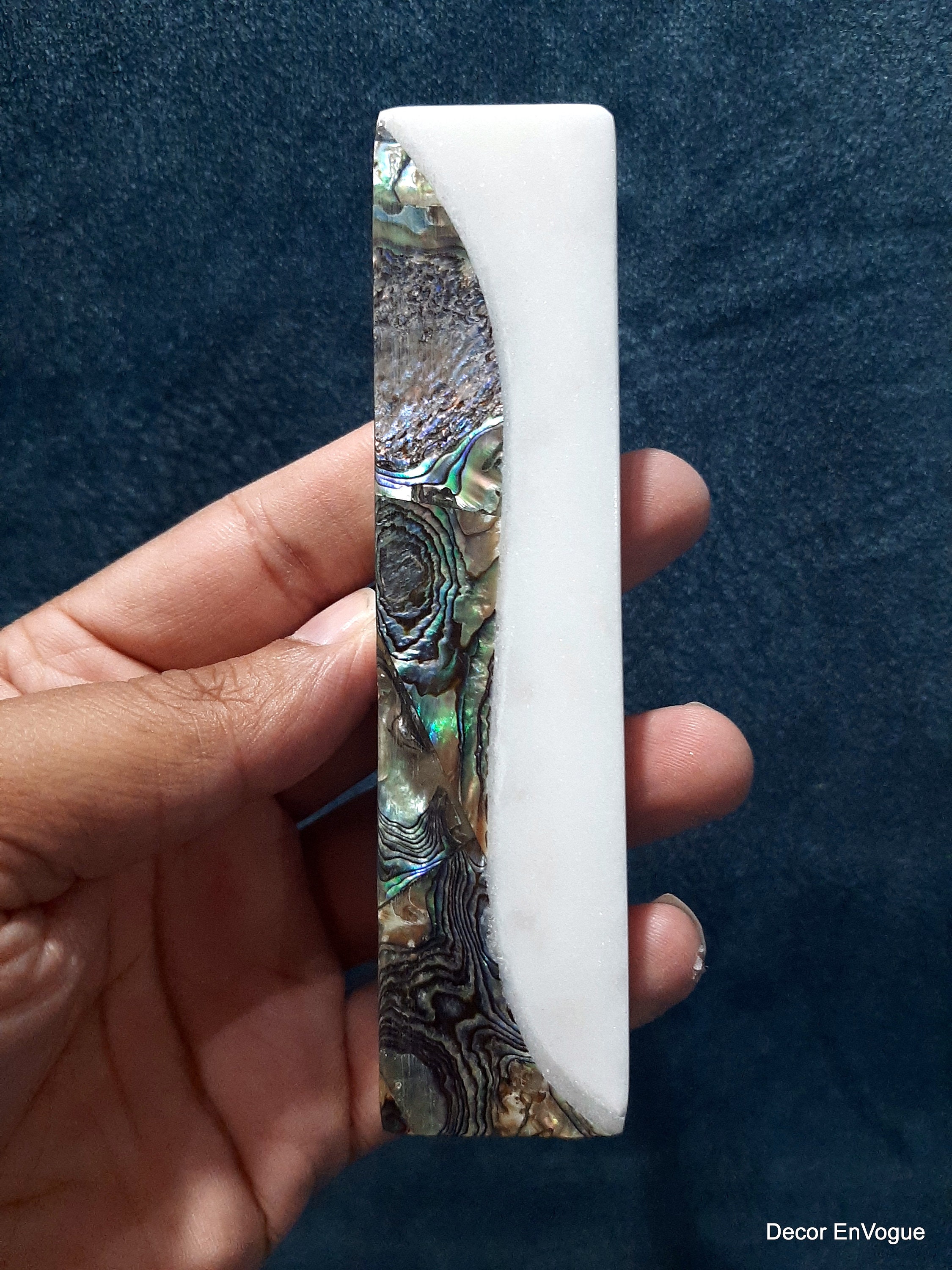 Set of White Stone Or Marble Abalone Drawer Pulls Etsy