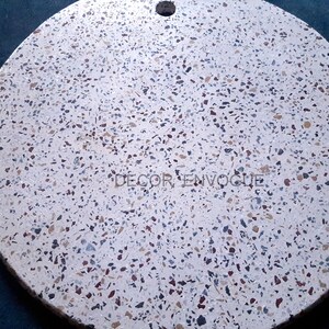 12X12 Beautiful White Round Marble Terrazzo Cheese Platter, Serving Platter, Chopping Board, Cheese boards, Cutting boards image 4