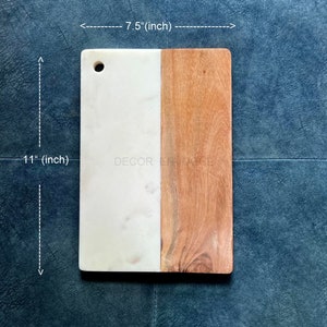 11x7.5 inch Natural White Carrara Marble & Acacia Wood Cutting Board, Marble and wood Chopping Board, Cheese Platter, Marble Serving Platter image 5