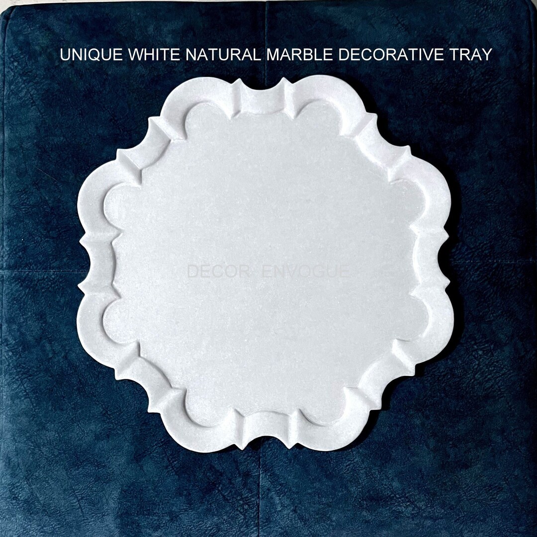 Large White Marble Tray Antique Round Marble Tray Marble Etsy