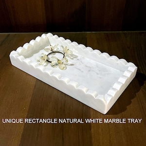 Rectangle Natural White Marble Storage Tray ,Catchall Tray, Tray for Bathroom/Kitchen/Vanity/Perfume, Holder for Candles,