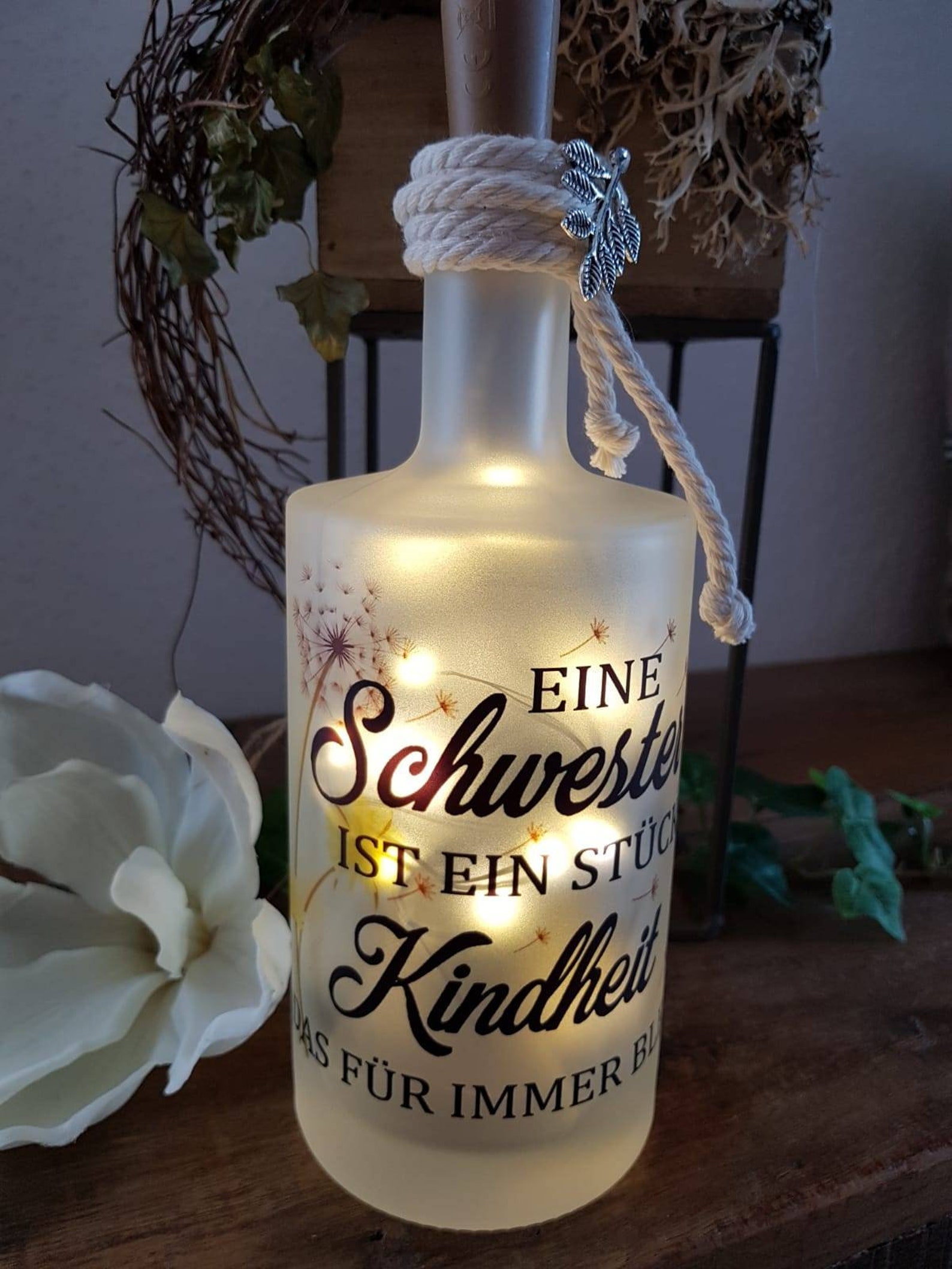 Lichtflasche Leuchtflasche Dekoflasche Dekoration mit Spruch Etsy