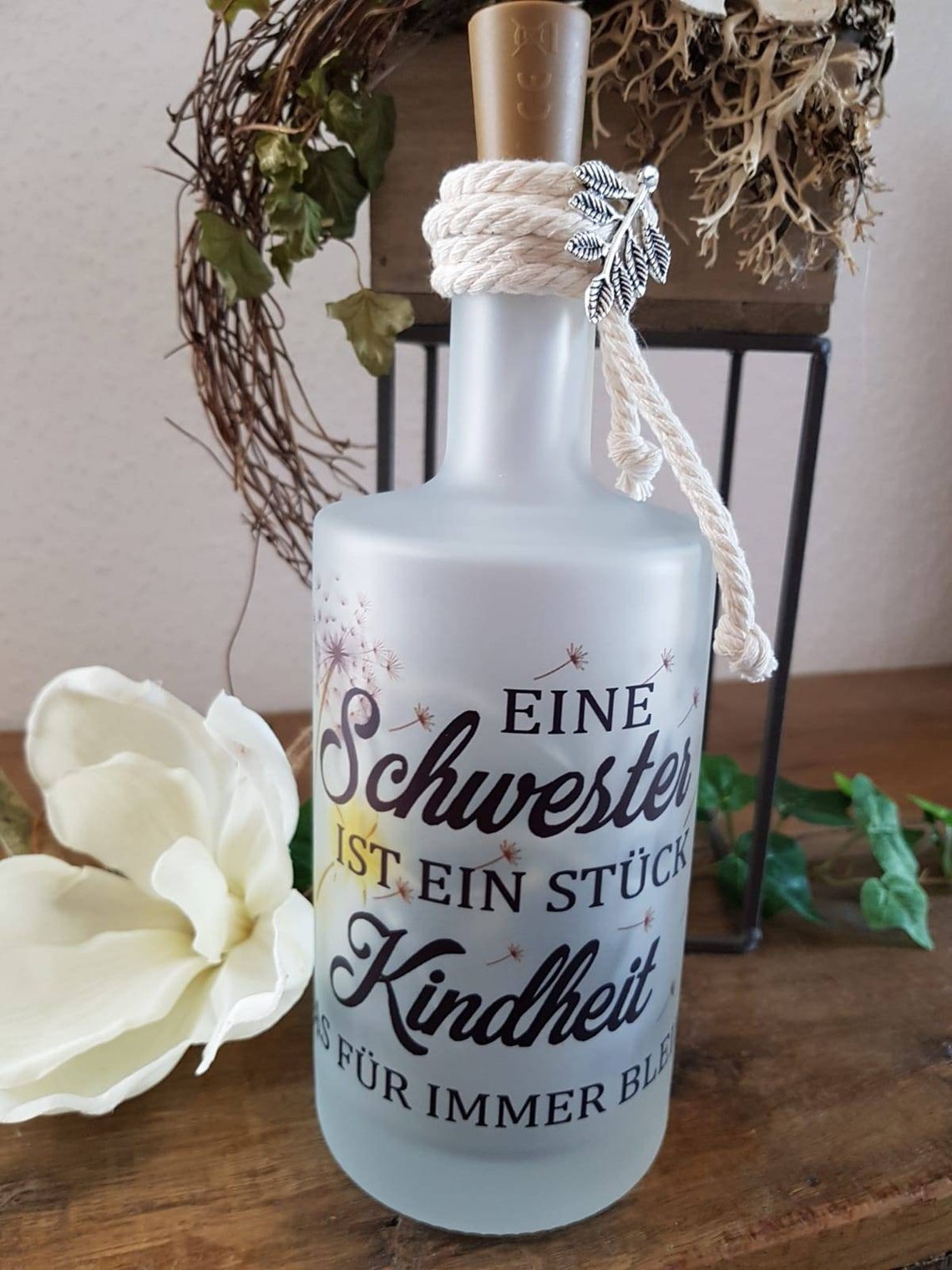 Lichtflasche Leuchtflasche Dekoflasche Dekoration mit Spruch Etsy