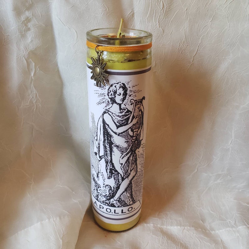 8 Handmade Greek God Apollo Candle W/ Sun Charm. Scented Etsy