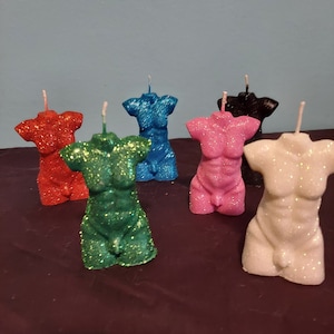 3.5&quot; Glittery male figure candles for rituals and spells. Handmade to order in any color!