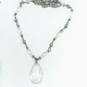 Clear necklace by Lia Sophia pendant as a drop, signed