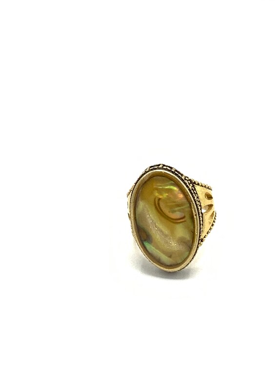 Gorgeous collectible old gold tone with abalone r… - image 6