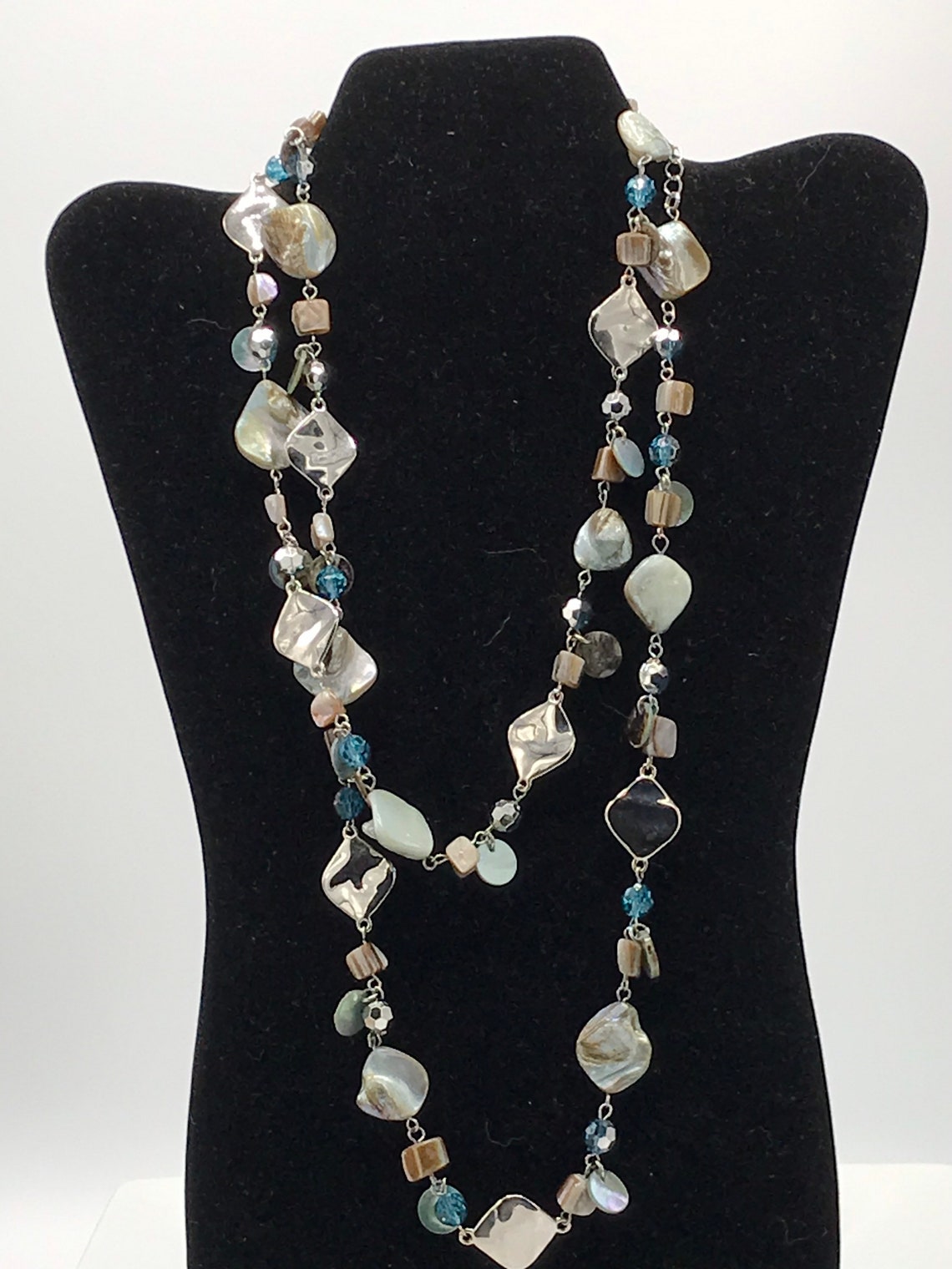 Gorgeous Abalone and Silver Tone Necklace by Lia Sophia Long - Etsy UK