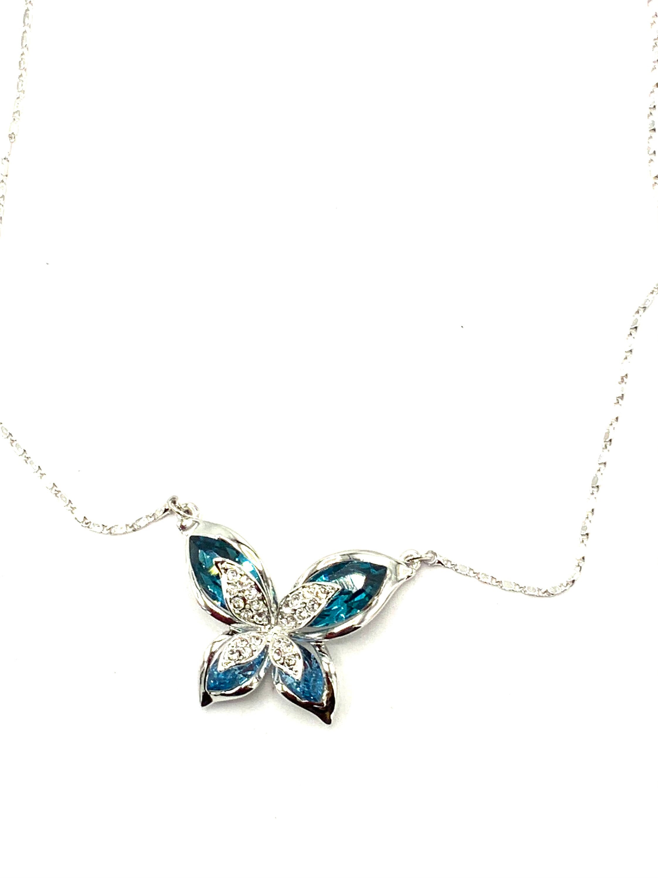 Light blue butterfly necklace Clearance