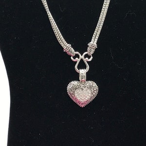 Heart and crystal silver tone necklace by Lia Sophia