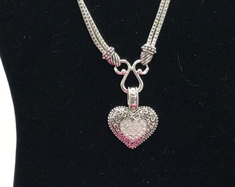 Heart and crystal silver tone necklace by Lia Sophia