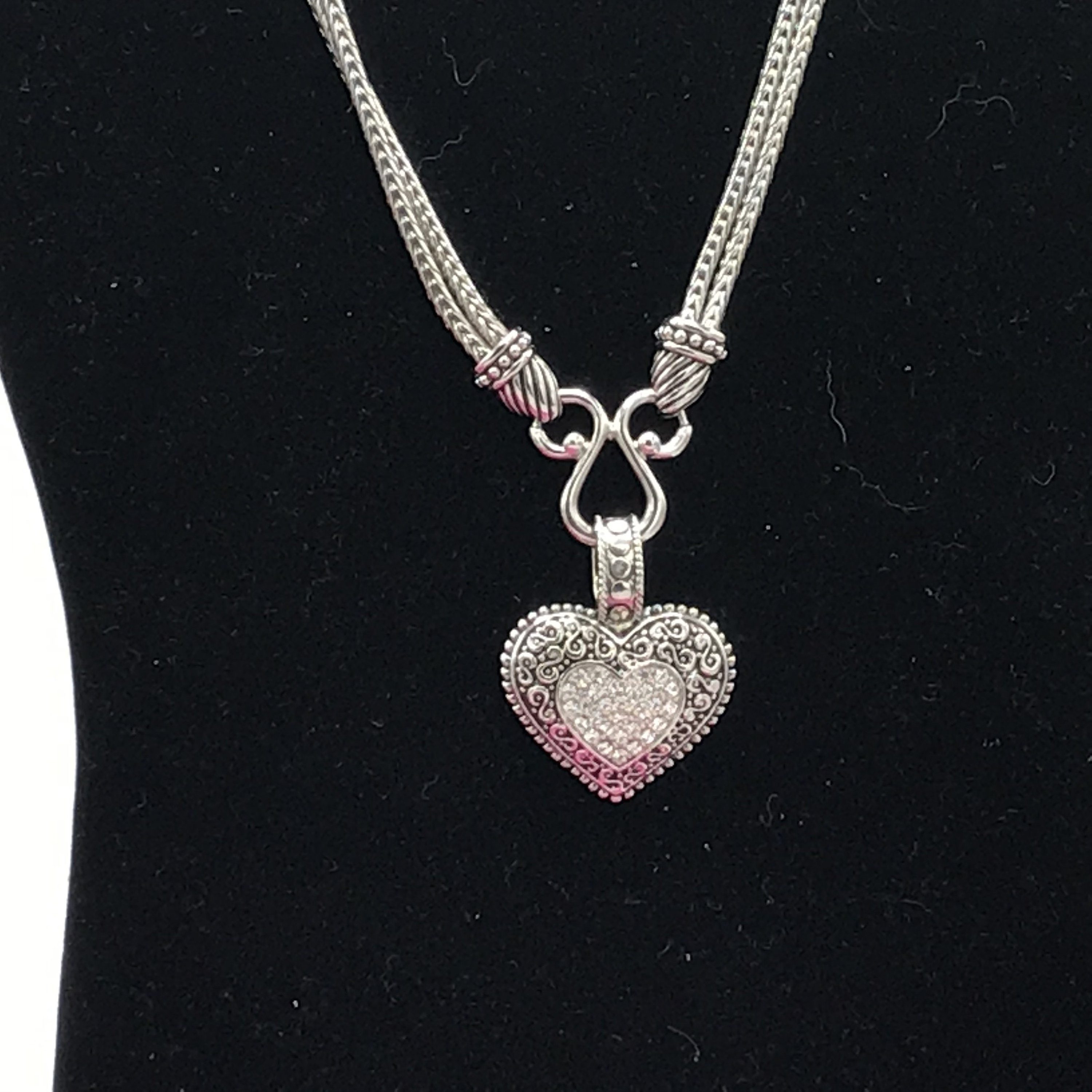 Heart and Crystal Silver Tone Necklace by Lia Sophia Etsy Ireland