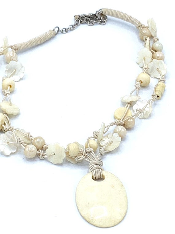 White tone with mother pearl necklace by Vj. Beads - image 4