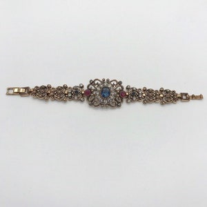 Vintage clear crystals and blue crystal bracelet