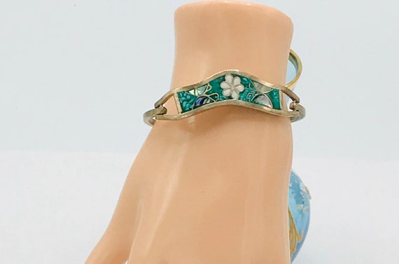 Vintage alpaca bracelet, Mother pearl, butterfly,… - image 1