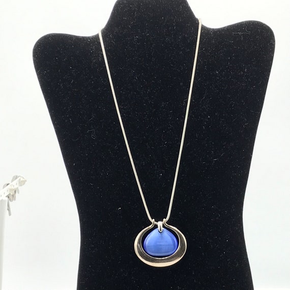 Vintage silver and blue necklace by Lia Sophia. - image 7