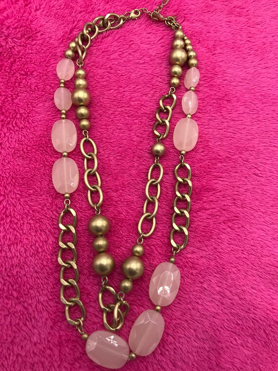 Lia Sophia gold and pink necklace - image 4