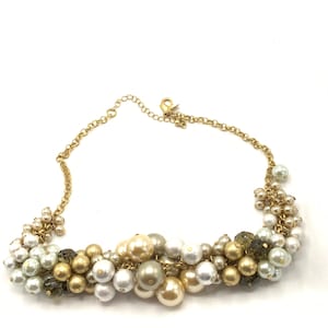 Gorgeous pearl necklace by Lia Sophia, white, gold, gray and gold pearl.