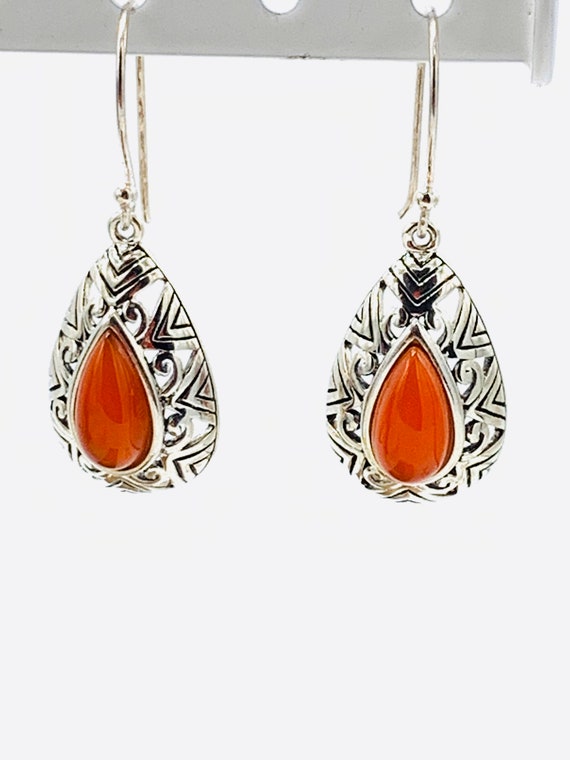 Amber and Sterling Silver Earrings, Stamped - image 2