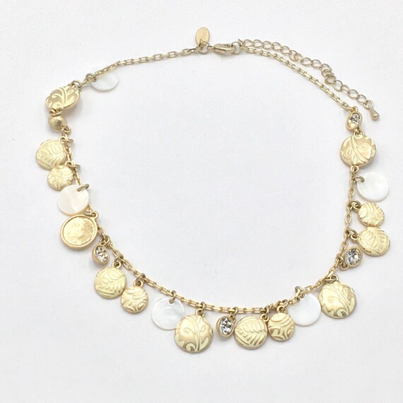 Gold and white tone necklace by Lia Sophia, carve… - image 2