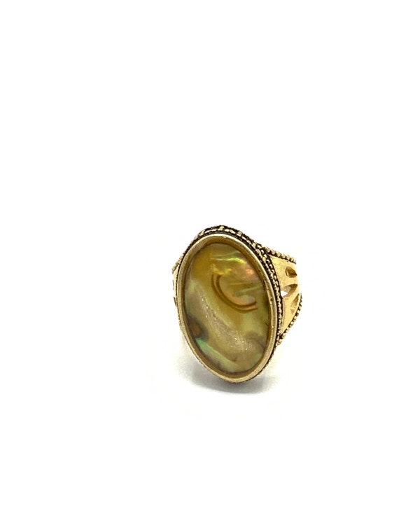 Gorgeous collectible old gold tone with abalone r… - image 10