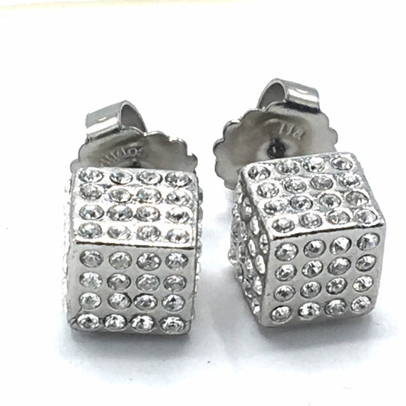 Silver and Cubic earring with rhinestone earring … - image 1