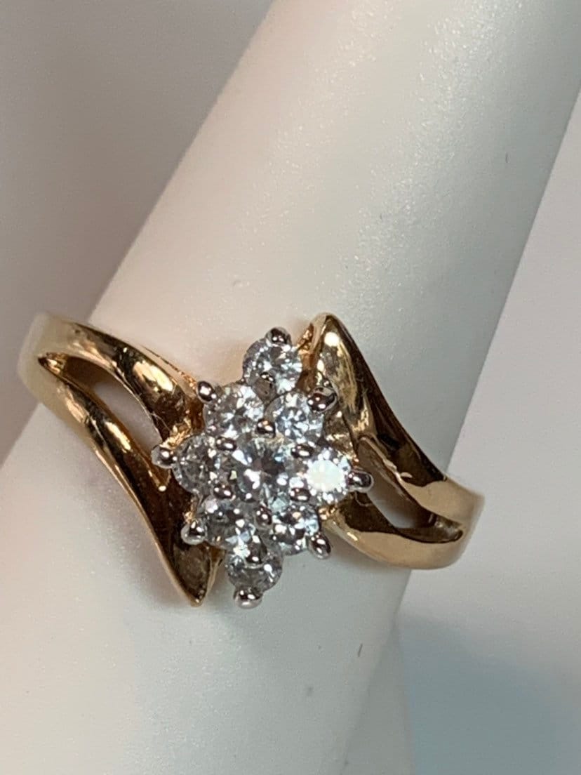 Zirconia and 18k GE Ring, Signed Size 9 - Etsy Zirconia and 18k GE Ring, Signed Size 9 - Etsy