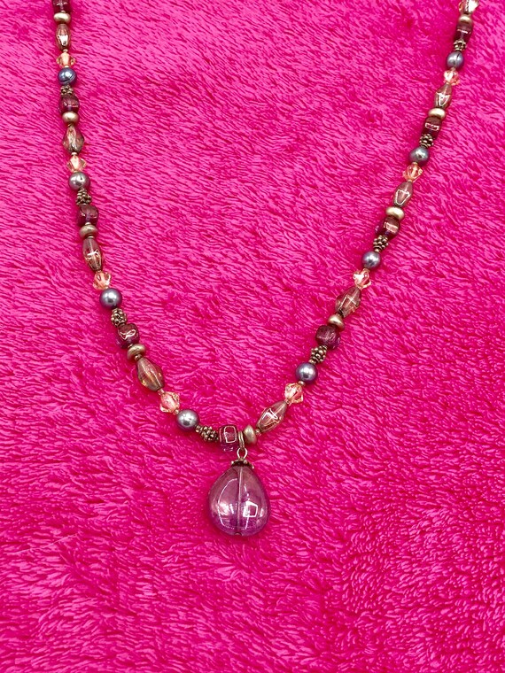 Lia Sophia multicolored necklace, purple, pearl - image 6