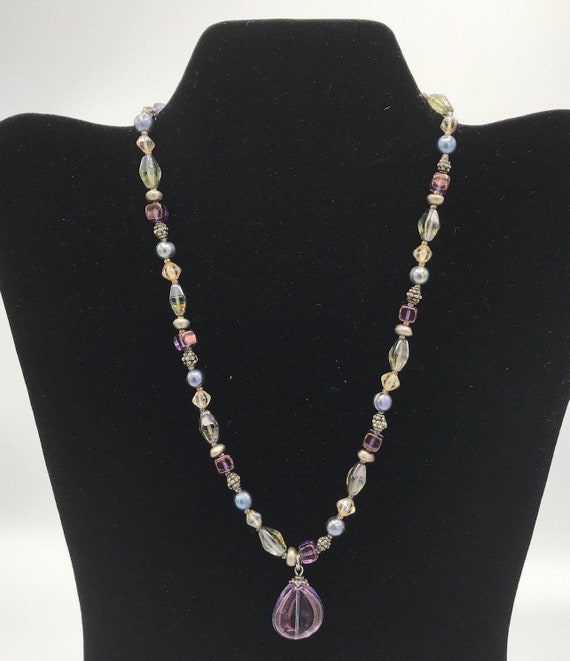 Lia Sophia multicolored necklace, purple, pearl - image 3