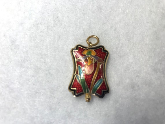 Vintage cloisonne red pendant - image 2