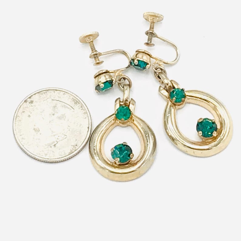 Vintage Barclay earring with green rhinestone screw
