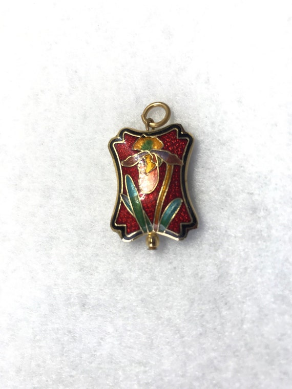 Vintage cloisonne red pendant - image 9